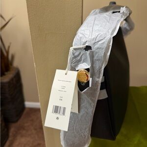 Black Leather Shoulder Bag with Gold Accent - Unbranded